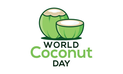 World Coconut Day, World Coconut Day celebration. flat design. flyer design, coconut sticker