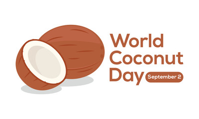 World Coconut Day, World Coconut Day celebration. flat design. flyer design, coconut sticker
