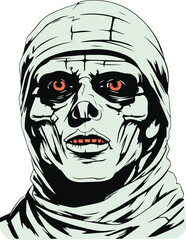 Egypt mummy head, Halloween Mummy Vector illustration, SVG