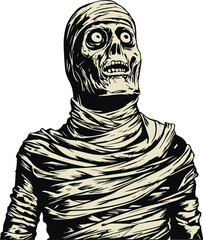 Egypt mummy head, Halloween Mummy Vector illustration