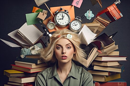 Tired woman overhelmed with chaos