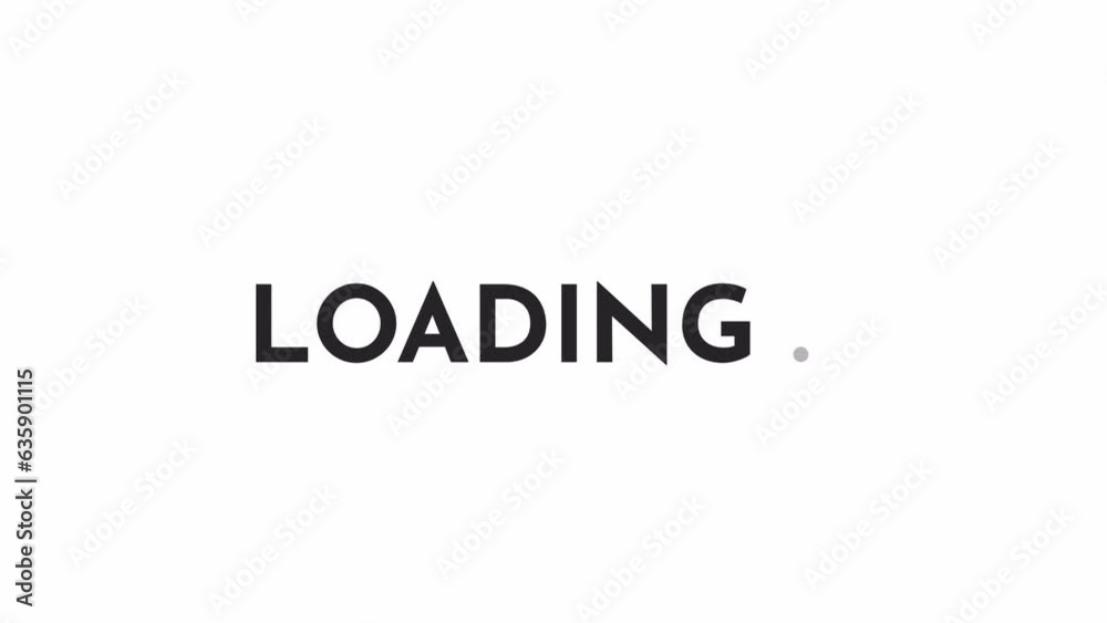 Poster bold sharp angular upper case typeface black and white loading text animation. monochromatic color o