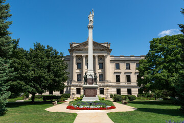 The DeKalb county courthouse on a sunny summer morning.  Sycamore, Illinois, USA.