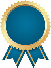 Golden seal with ribbons. Golden Medal. Award Ribbon.