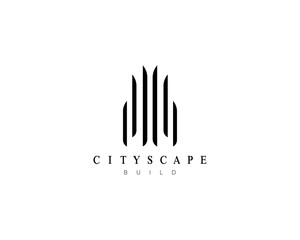 Real estate logo design concept. Modern building vector symbol for architecture, construction, cityscape, skyscraper, city landscape, planning and structure.