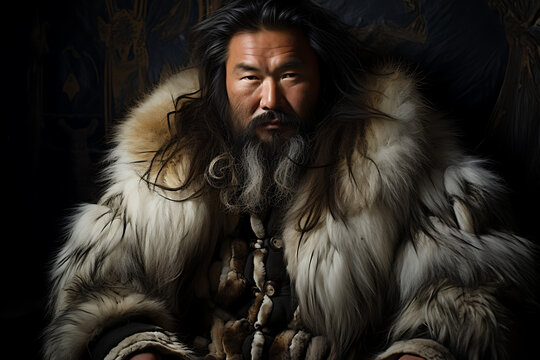 Portrait of eskimo man. Photographer award winning style, alaska, esquimal, north america, siberia inuit inuk