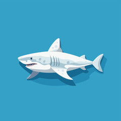 Fototapeta premium Vector logo cute shark, shark icon, shark sticker