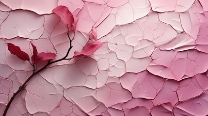  a painting of a pink flower on a cracked surface with a pink background.  generative ai