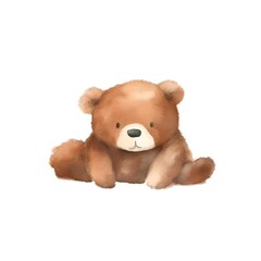 Teddy bear doing yoga isolated on white background in watercolor style