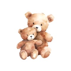 Obraz premium Teddy bears isolated on white background in watercolor style