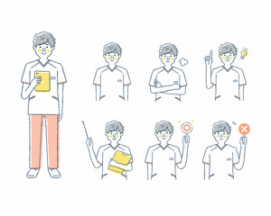 男性医療従事者の表情　バリエーションセット