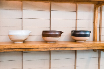 Fototapeta na wymiar Japanese tea bowl for Green Matcha Tea ceremony. .