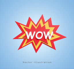 wow text 3d vector illustration