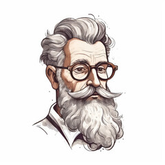 Mature male character cartoon illustration - Generative AI.