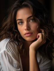 Fototapeta premium Portrait of an beautiful young woman, looking at camera