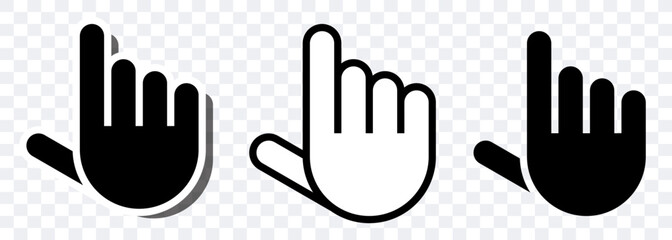 Mouse cursor. Mouse hand cursor. Computer Mouse click cursor. Black vector icon. Vector clipart.
