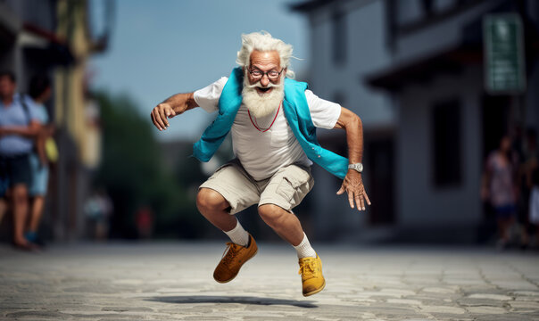 Senior Citizen Doing Aerobics: A photo of a senior citizen doing aerobics, showing that age is no barrier to fitness.