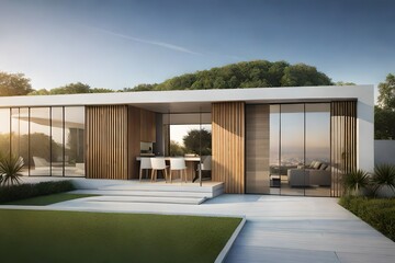 Obraz premium modern house in the park generative by AI technology