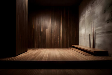 Minimalistic, wooden walls empty room