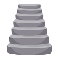 Game castle stairs in cartoon style. Medieval ancient ladder flights without railings, marble step treads or rock risers. Vector staircase isolated on white background