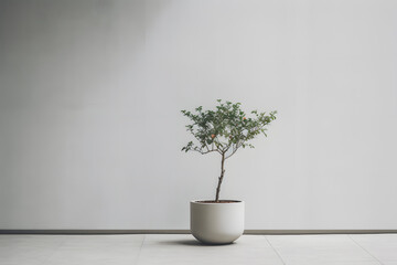 plant in a vase white background, white floor