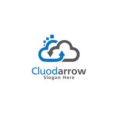 Cloud Logo template. Technology logo template. Business and Consulting logo template. Grow, arrow, growth bar.