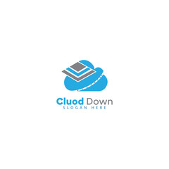 Cloud down logo design Template. flat style. 
Company logo design