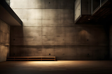 large empty room with a bench