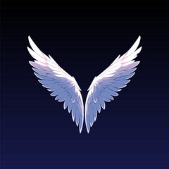 Naklejka na ściany i meble Angel wings isolated on dark background. 3D bird wings design template. Vector illustration EPS10