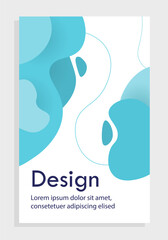 Abstract blue cover concept. Poster or banner, booklet. Liquid and drop. Curved lines and shapes. Template, layout and mock up. Cartoon flat vector illustration isolated on grey background