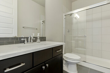 Fototapeta na wymiar Modern residential empty bathroom interior