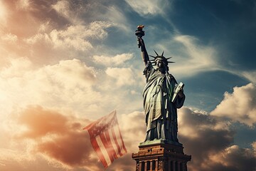 American symbol - Statue of Liberty. New York, USA - obrazy, fototapety, plakaty