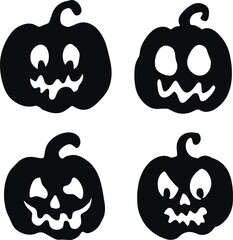 Halloween pumpkin set, Funny Halloween pumpkins, Vector illustration, SVG