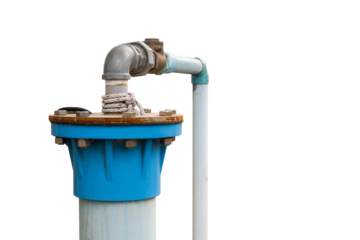 Groundwater wells are drilled and water is supplied with PVC pipes isolated on white background.PNG 