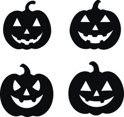 Halloween pumpkin set, Funny Halloween pumpkins, Vector illustration, SVG