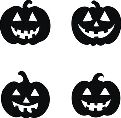Halloween pumpkin set, Funny Halloween pumpkins, Vector illustration, SVG