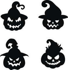Obraz premium Halloween pumpkin set, Funny Halloween pumpkins, Vector illustration, SVG