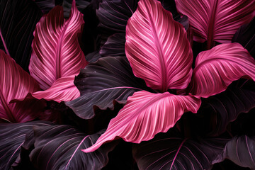 Exotic Red Foliage in Lush Tropical Texture