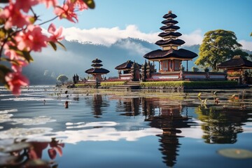 Pura Ulun Danu Bratan temple on Bratan lake, Bali, Indonesia