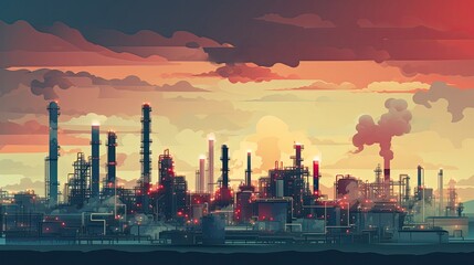 many industrial plant shapes background