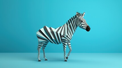  a zebra standing on a blue surface with a blue background.  generative ai