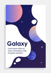 Poster with galaxy concept. Astrology and astronomy. Planets and stars in dark sky. Universe and cosmos. Travel and scientific research. Cartoon flat vector illustration isolated on grey background