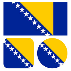 Set of icons with Bosnia and Herzegovina flag
