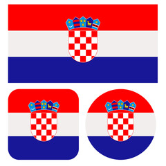 Set of icons with Croatia flag