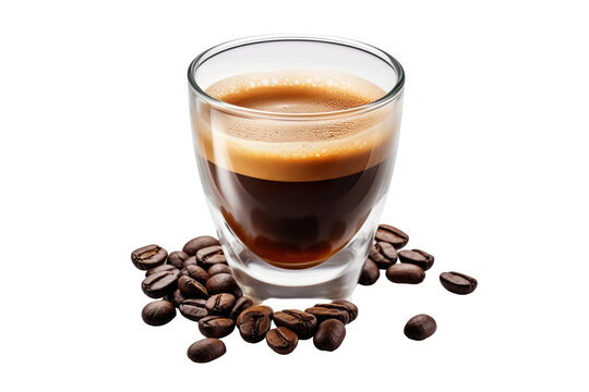 Coffee espresso isolated on white transparent background, shot on the professional macro lens PNG