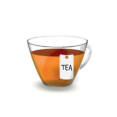 A cup of tea. Vector illustration isolated on white background. Drink icon. 