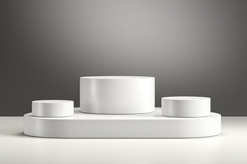 White realistic 3D cylinder steps pedestal podium