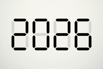Digital New Year numbers isolated on black background