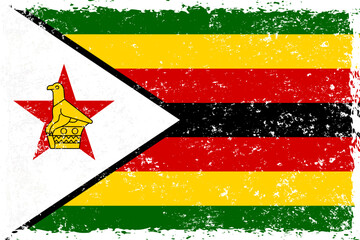 Zimbabwe flag in grunge distressed style - obrazy, fototapety, plakaty