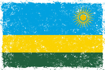 Rwanda flag in grunge distressed style